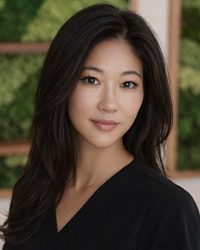 Silhouette of a woman with long hair.