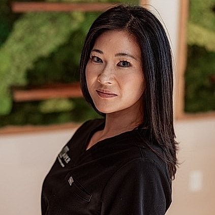 Profile silhouette of a woman with long hair