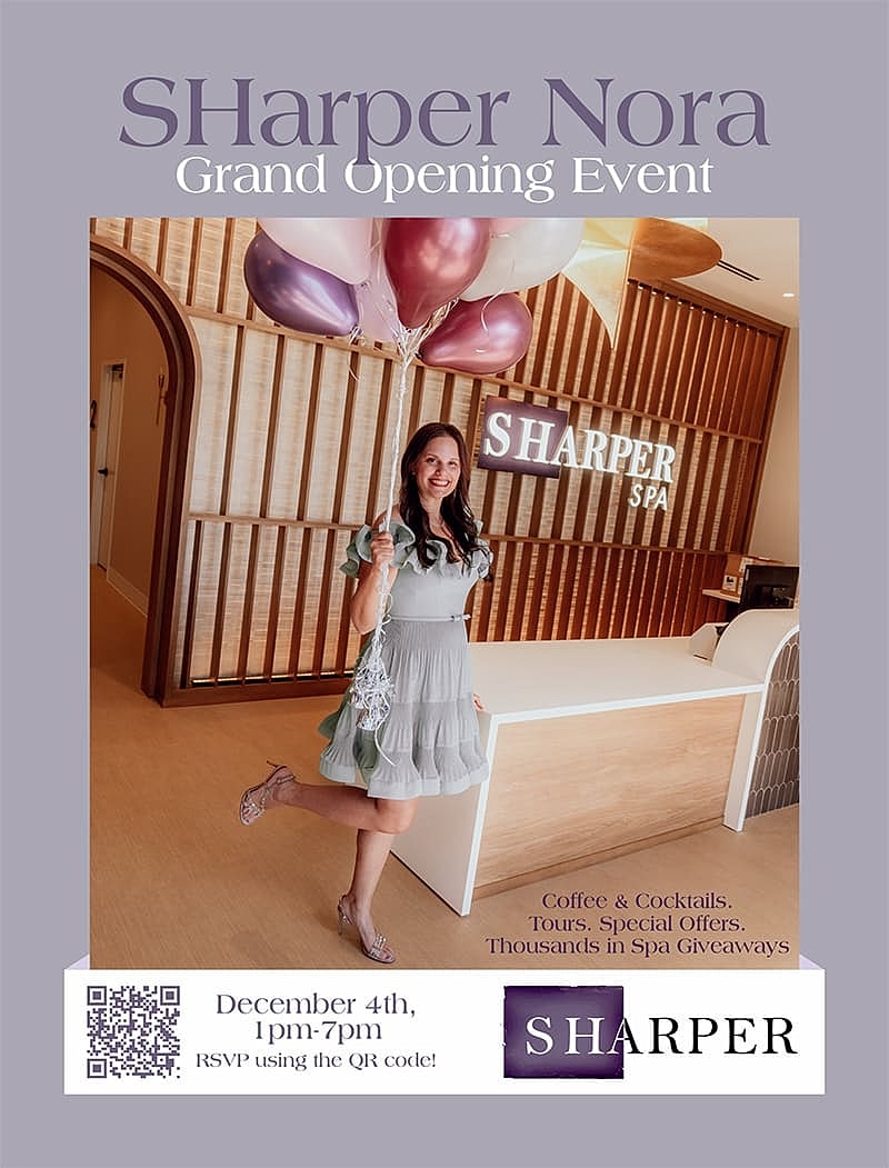 Grand opening event with balloons and promotions.