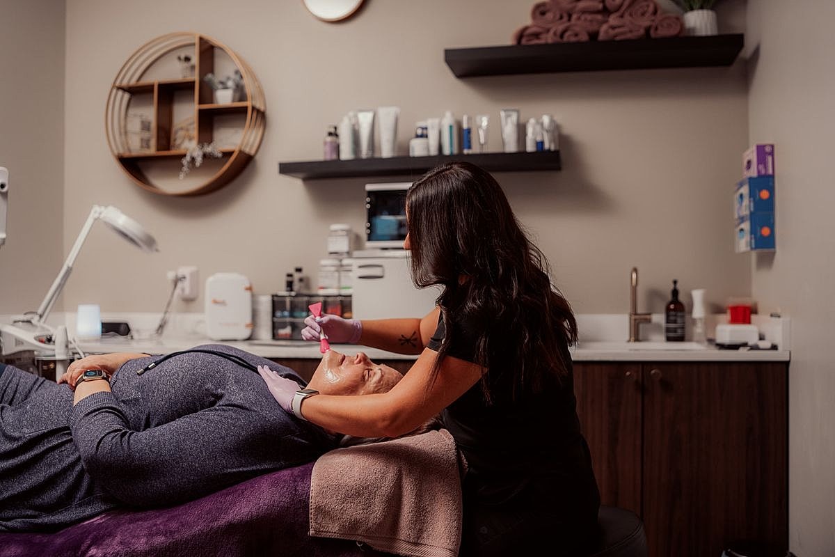 Facial treatment in a spa setting.