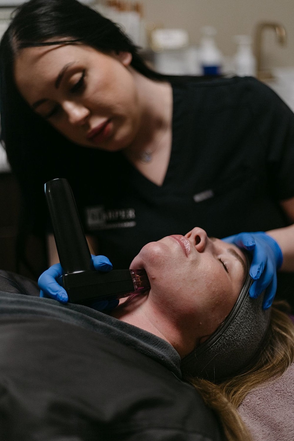 Skincare treatment in a professional setting.