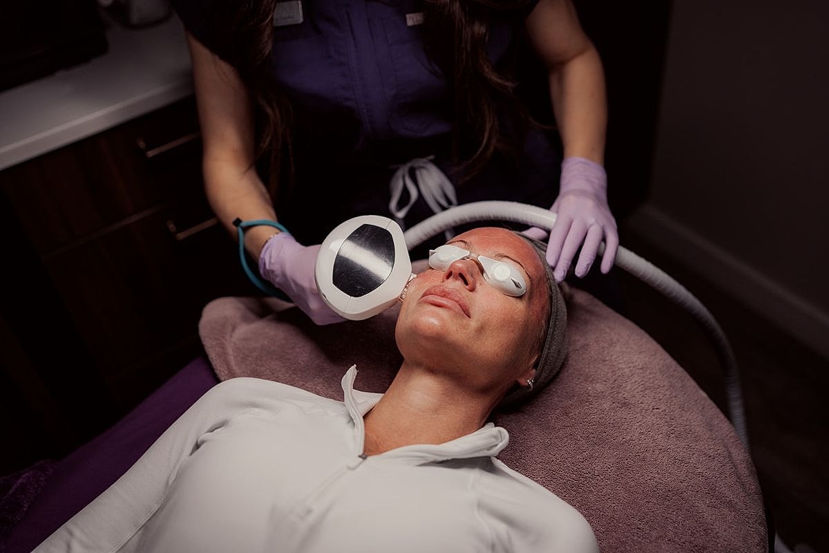 Skincare treatment in a professional setting.