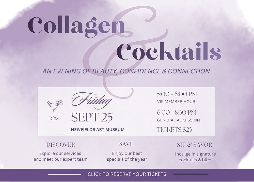 Collagen and cocktails event details and ticket information.
