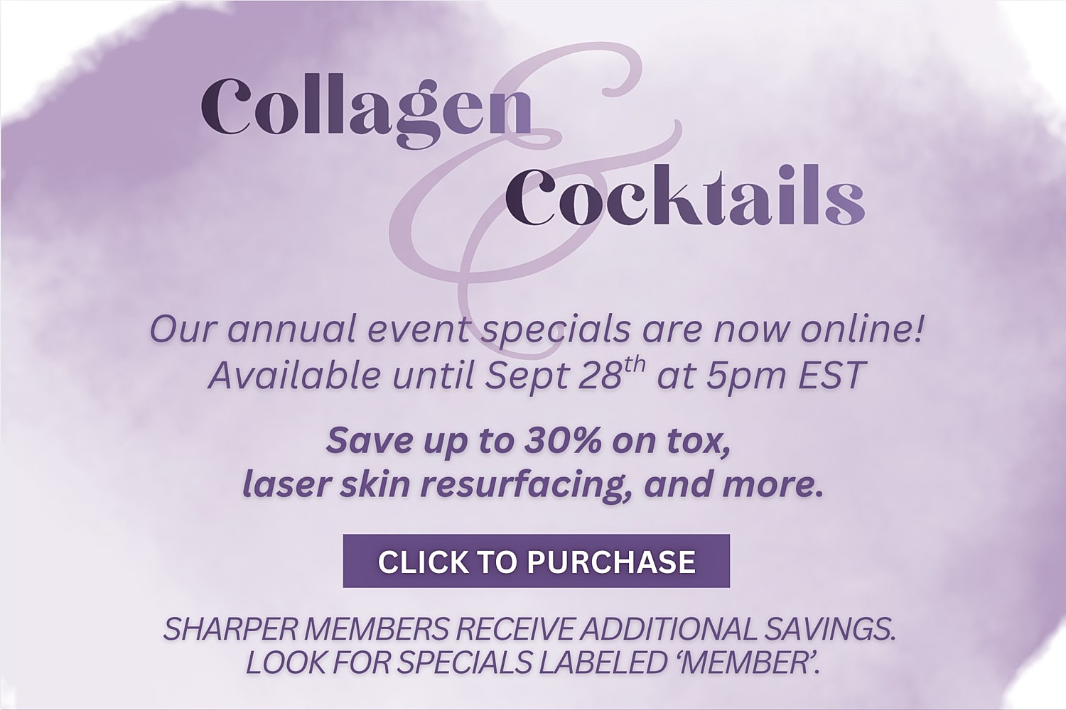 Collagen and cocktails event promotional image.