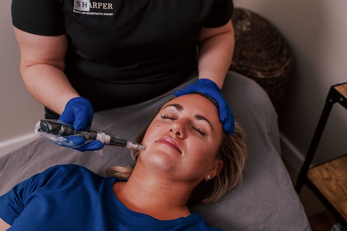 patient during microneedling in Fishers